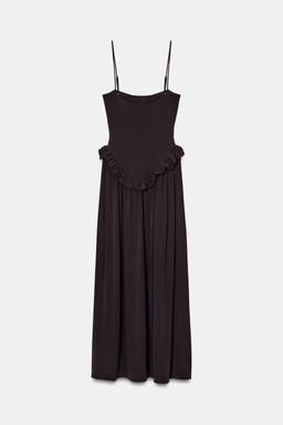 VESTIDO PEPLUM VOLUMEN / Marr?n oscuro - Zara фото 9