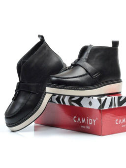 01-5172-1 BLACK Ботинки женские демисезонные (натуральная кожа, байка)