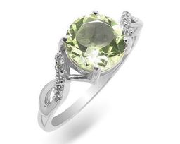 Кольцо из серебра зеленый аметист, Аурелия