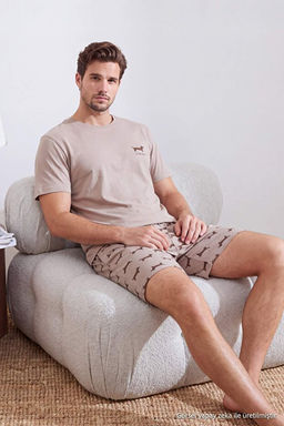 Vizon Regular Fit K_pek Bask_l_ %100 Pamuk Yazl_k _rme Pijama Tak_m_ TMNSS26PT00063 - Trendyolmilla фото 2