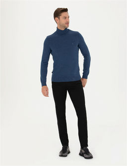 _ndigo Melanj Slim Fit Bal_k__ Yaka Basic Triko Kazak - Pierre cardin фото 4