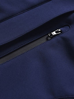 Парка женская софтшелл виндстоппер удлинённая с капюшоном темно-синего цвета 9618_1TS