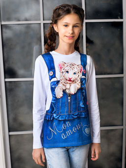 Футболка длинный рукав "Викки",белый