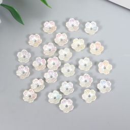 Цена за 2 шт. Бусины для творчества пластик "Цветок" набор 25 шт жемчужный перламутр 0,8х0,8 см