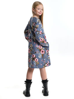 Платье для девочки вельветовое из набивного полотна UD 7844 синие мелкие цветы - Mini maxi фото 10