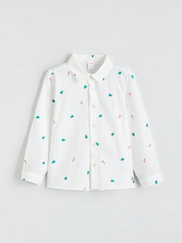 Regular Fit Bask?l? Erkek ?ocuk G?mlek