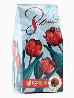 Чай подарочный в домике 8 Марта, тюльпаны, со вкусом лесные ягоды, 50 г - Фабрика счастья фото 3
