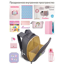 RAw-694-3 Рюкзак школьный с чехлом для мелочей - Grizzly фото 43