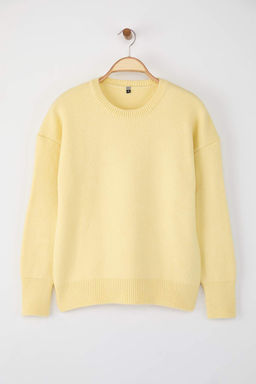 Wardrobe Essentials Sar? Yunlu Premium Iplik Basic Genis Kal?p Triko Kazak | TWOAW26KZ00065 - Trendyolmilla фото 5