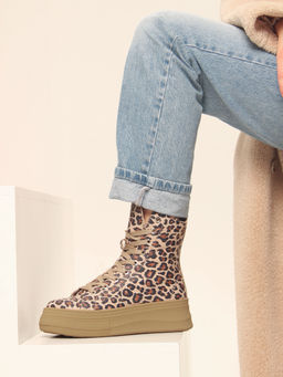 Ботинки 215.warmbr.Бежевый леопард/байка