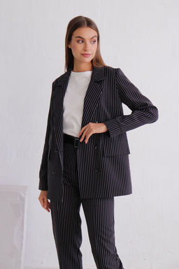11782 Брюки со стрелками чёрные в полоску - Martichelli фото 4