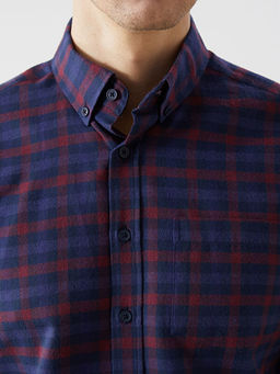 Regular Fit Uzun Kollu Ekose Gabardin Erkek G?mlek