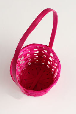 Цена за 2 шт. Корзина плетёная для хранения, 13×13×9.5 см, ручка h=21 см, бамбук, розовая, Greengo