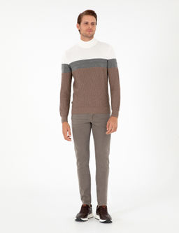 Vizon Melanj Slim Fit Yar_m Bal_k__ Yaka Triko Kazak