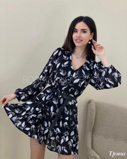 Платье Трэвис (чёрный с серым принтом)