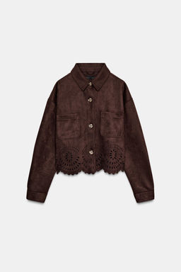 FAUX SUEDE DIE-CUT HEM JACKET - Zara фото 8