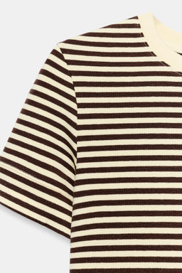 CAMISETA MINIMAL MANGA CORTA / Rayas marrones - Zara фото 7