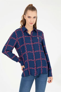 Женская рубашка вишневого цвета с длинным рукавом - U.s. polo assn фото 7