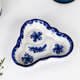 Набор для специй на подставке с молочником (питчером) «Весенний», 4 предмета, фарфор, гжель