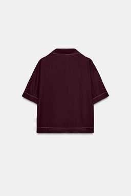 CUERPO VIVOS CONTRASTE CON LINO / Burgundy - Zara фото 8
