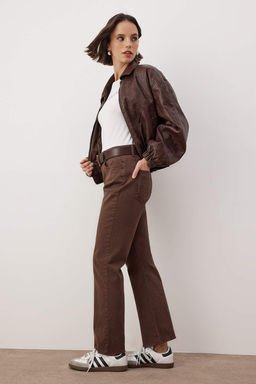 Kahverengi Yuksek Bel Comfort/Esnek Straight Jeans TWOAW26JE00302 - Trendyolmilla фото 2