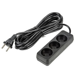 S-CU3-5 BLACK Удлинитель серии Ultra, шнур 5м., 3 гнезда, 10A, б/з. Черный. TM Uniel