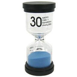 Песочные часы на 30 минут, синие, 10см, стекло, пластик