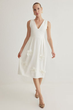 TRENDYOLMILLA Siyah A-Kesim V Yaka Cicek Detayl? Dokuma S?k Abiye Elbise TPRSS25EL00075  фото 6