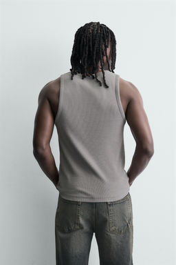 CAMISETA TANK RIB LAVADO / Gris claro - Zara фото 3