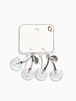 Серьги "Вишенка" блёстка, цвет прозрачный белый в серебре