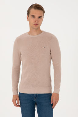 Erkek Slim Fit Bisiklet Yaka Ta_ Basic Kazak