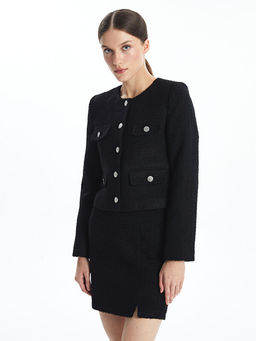 Bisiklet Yaka Ekose Kad?n T?vit Ceket