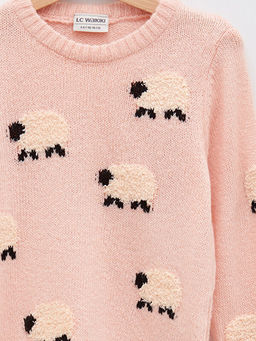 Bisiklet Yaka Desenli Uzun Kollu K?z ?ocuk Triko Kazak - Waikiki фото 3