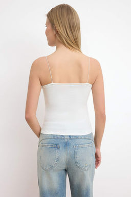 Trendyolmilla Siyah-Beyaz-Bej 3lu Paket Ask?l? Vucuda Oturan Kare Yaka Esnek Orme Atlet TWOSS24AL00054  фото 21
