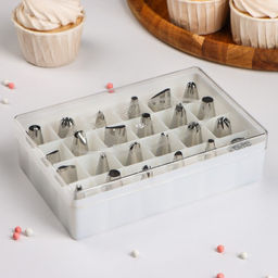 Набор насадок кондитерских, d=2 см, 24 шт., в кейсе, насадки МИКС