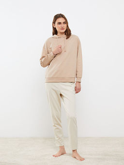 Kap??onlu D?z Uzun Kollu Kad?n Pijama ?st