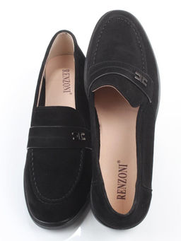 03-DEB17-2 BLACK Лоферы женские (натуральная замша)