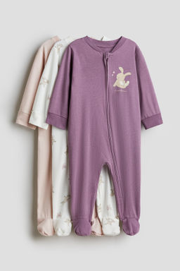 Pack de 3 pijamas enteros con cremallera
