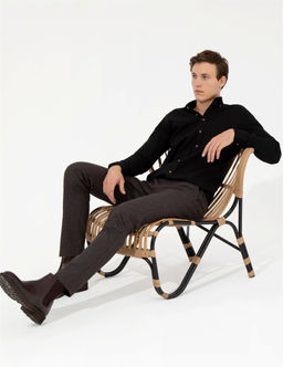 Kahverengi Slim Fit Kanvas Pantolon