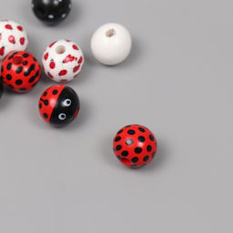 Цена за 2 шт. Бусины для творчества дерево "Божья коровка" набор 10 шт 1,6х1,6х1,6 см