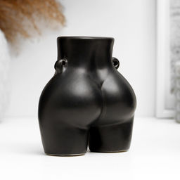 Подсвечник на 1 свечу TAKE IT EASY «Марта», керамика, чёрный глянец, 10×6×8 см