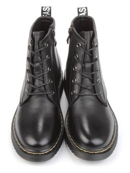 01-CCO22-1P BLACK Ботинки демисезонные женские (натуральная кожа, байка)