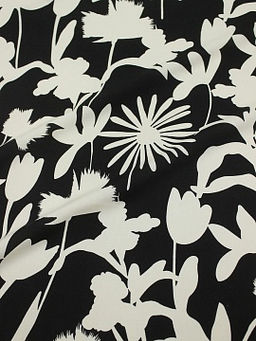 Штапель Цветочный силуэт цв.черный, ш.1.45м, вискоза-100%, 100гр/м.кв