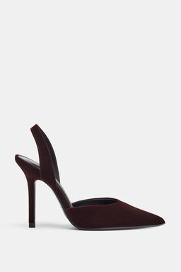 VELVET EFFECT HIGH-HEEL SLINGBACK SHOES - Zara фото 3