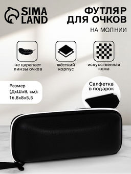 Футляр для очков на молнии «Шартр», длина 16.8 см, с ручкой, чёрный