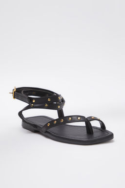 Trendyol Shoes Siyah Trok Tasl? Bilekten Baglamal? Kad?n Parmak Aras? Sandalet TAKSS25SD00048 - Trendyolmilla фото 2