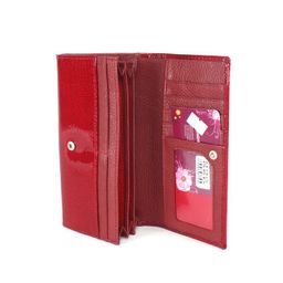 Кошелек женский натуральная кожа Henghuang-AE 1519, защелка снаружи, 5отд, 9карм, красный SALE 245377
