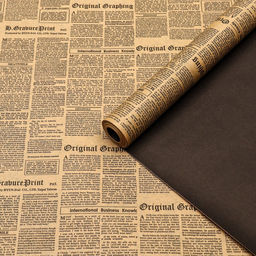 Бумага крафт, двусторонняя, чёрный - газета, 0.68?10 5% м - UPAK LAND фото 2