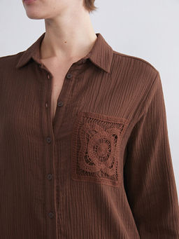 Dokulu Kro?e Detayl? G?mlek Elbise