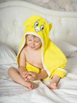 Уголок махровый детский Ушастик-ЖЕЛТЫЙ 95*95 см. хлопок 100%